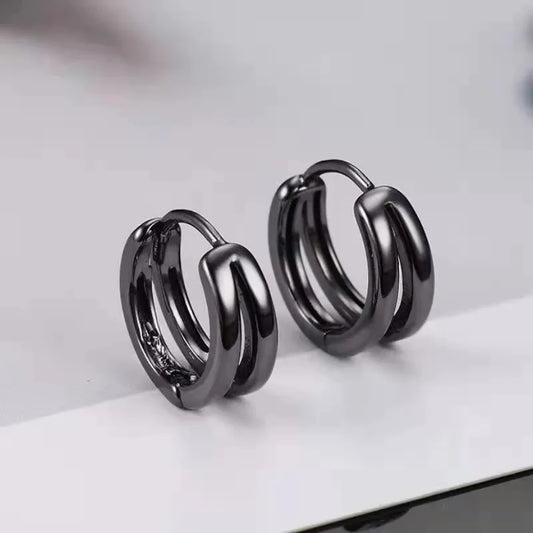 Vintage Black Double Hoop Earrings-Lydieannejewelry