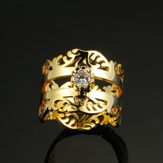 Antique-Style Gold Openwork Floral Ring-Lydieannejewelry