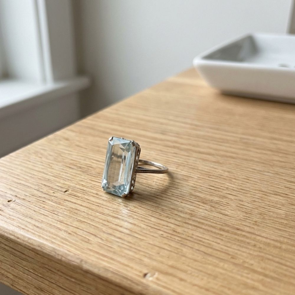 Vintage Light Turquoise Crystal Ring