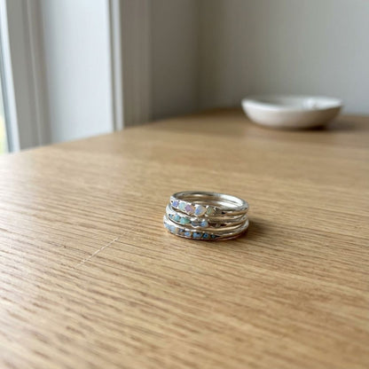 Vintage Layered Blue Stones Silver Ring