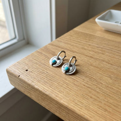 Boho Earrings with Turquoise Opal in Sterling Silver