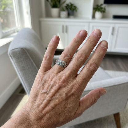 Vintage Layered Blue Stones Silver Ring