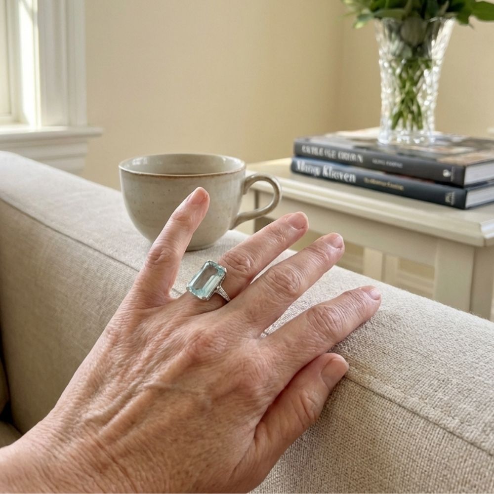 Vintage Light Turquoise Crystal Ring