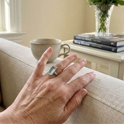 Vintage Light Turquoise Crystal Ring