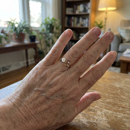 Wildflower with Colorful Zirconia Adjustable Ring in Gold