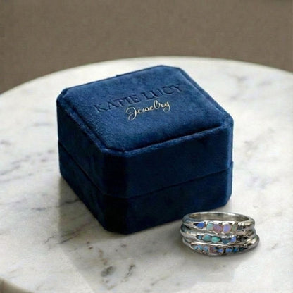 Vintage Layered Blue Stones Silver Ring