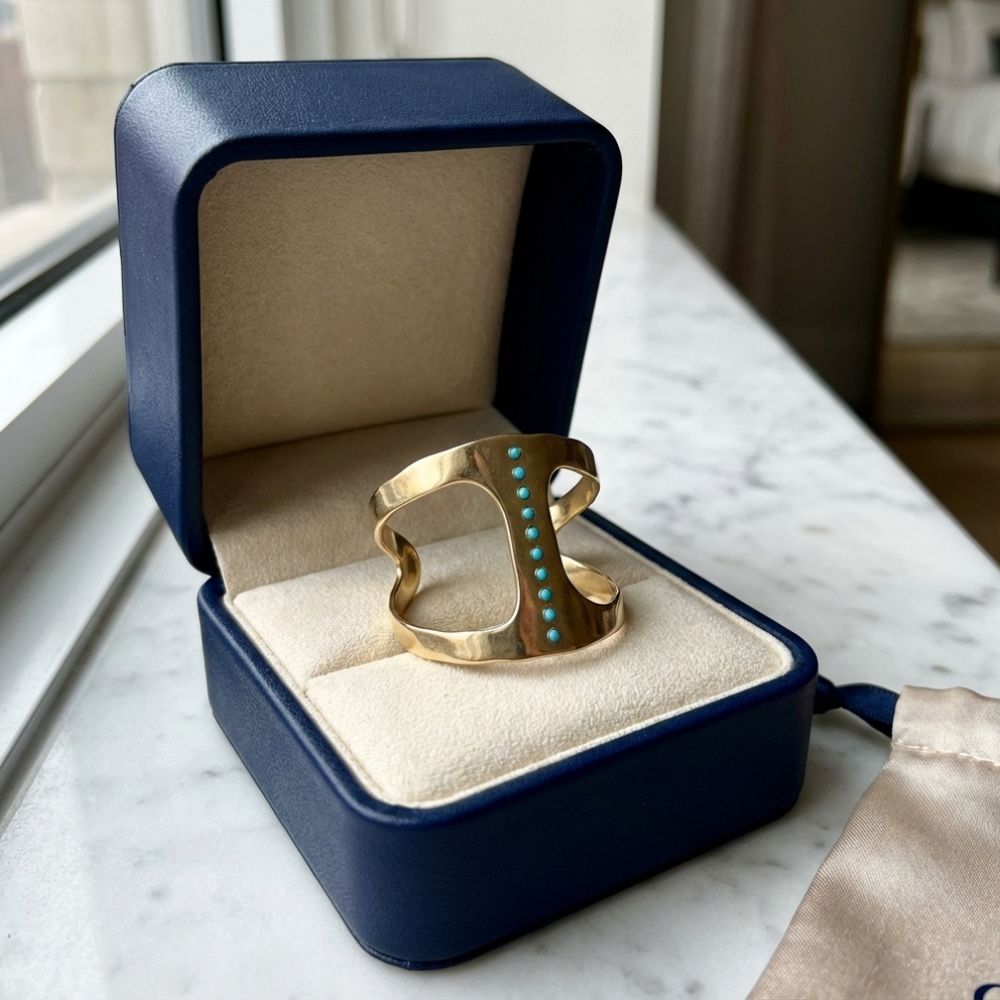 Vintage Inlaid Turquoise Stones Ring