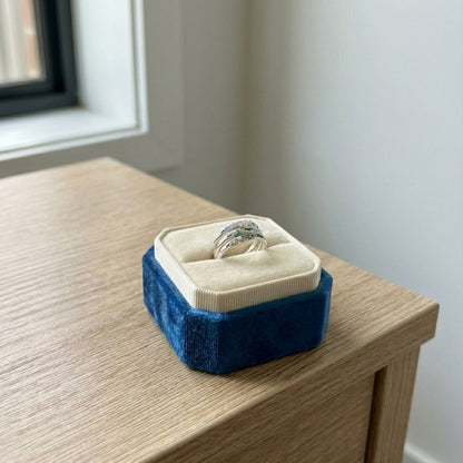 Vintage Layered Blue Stones Silver Ring