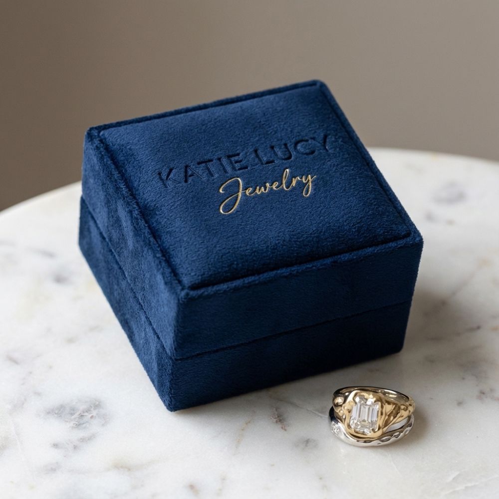 Vintage White Glass Gold & Silver Ring set