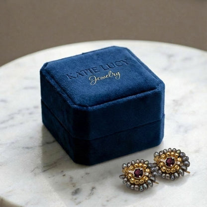 Vintage Golden & Grey Stones Earrings