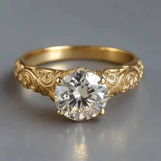 Vintage White Glass Gold Ivy Ring