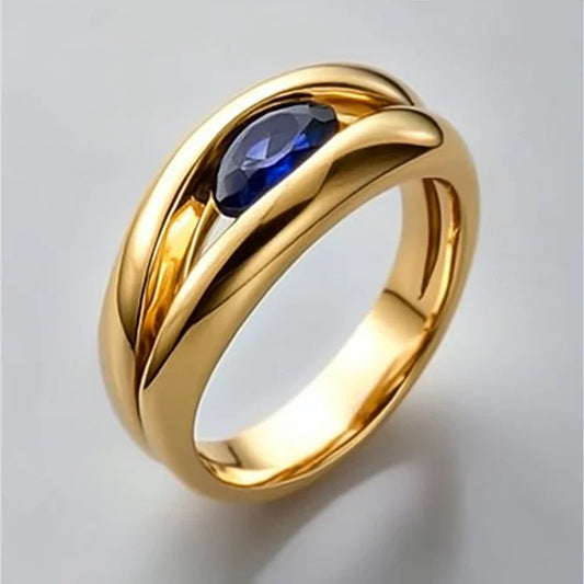 Vintage Blue Zirconia Eye Gold Ring