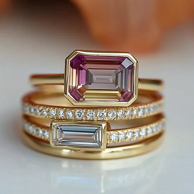 Vintage Colorful Crystal Ring Set – KatieLucy