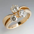Vintage Triple Zirconia Crown Gold Ring