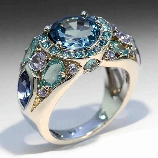 Vintage Exquisite Blue Zirconia Ring